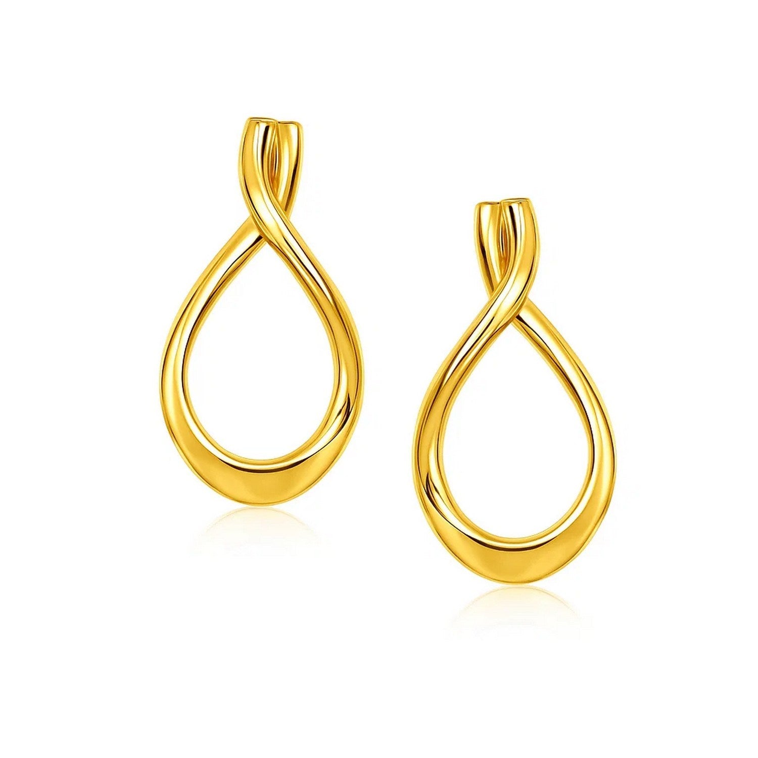 14k Yellow Gold Polished Tear Drop Earrings in a sleek high-contrast midnight luxury editorial style